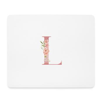 Pastel L florales Monogramm - Mousepad (Querformat) - Weiß - Vorne