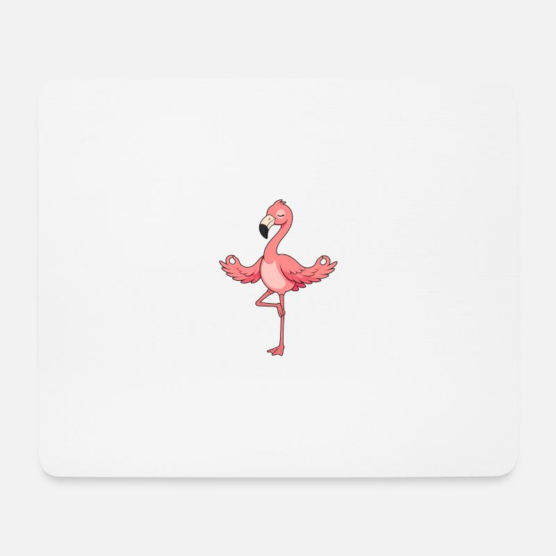 Flamingo beim Yoga - Mousepad (Querformat) - Weiß