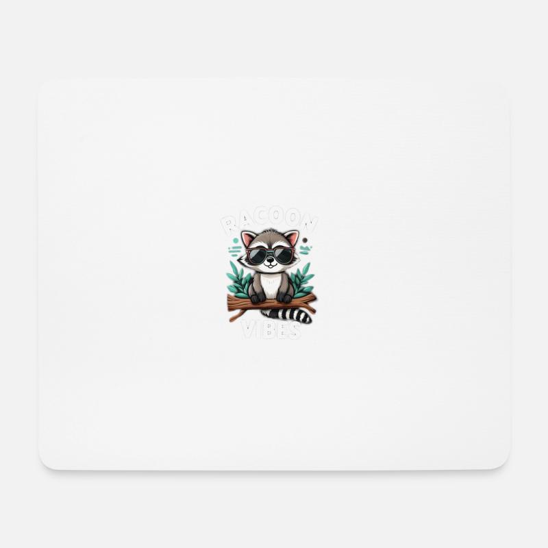 Waschbär mit Sonnenbrille - Mousepad (Querformat) - Weiß