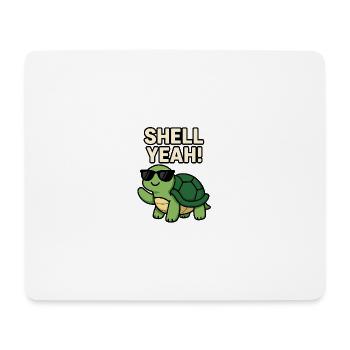 Coole Schildkröte mit Sonnenbrille und fettem Text - Mousepad (Querformat) - Weiß - Vorne