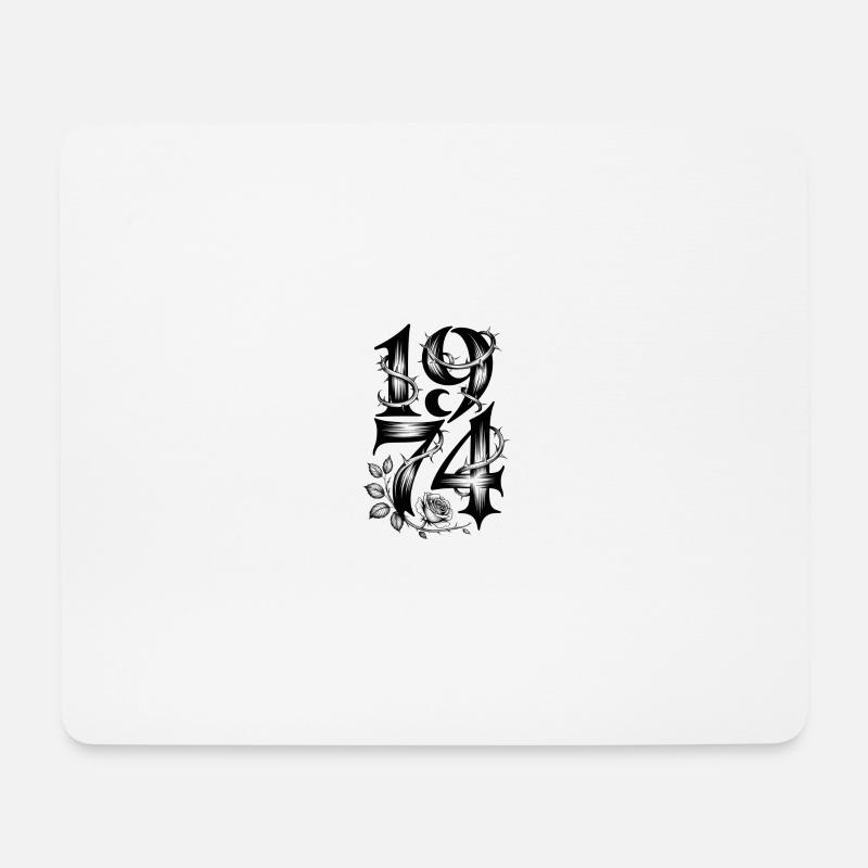 Gothic Jahreszahl 1974 Dornenrose - Mousepad (Querformat) - Weiß