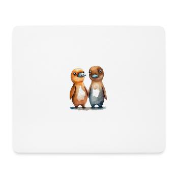Paire d’ornithorynques aquarelle - Tapis de souris (format paysage) - blanc - Devant
