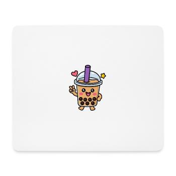 Cute Kawaii Boba Bubble Tea Character - Mouse Pad (horizontal) - white - Front