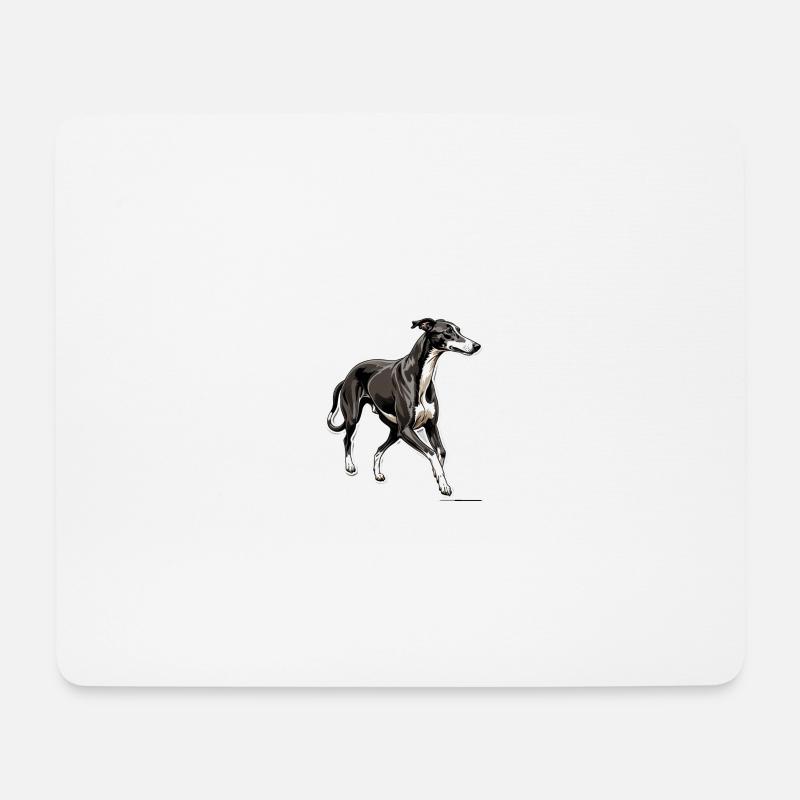 Windhund Silhouette Elegante Kontur - Mousepad (Querformat) - Weiß