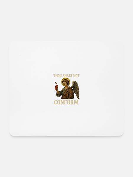 Engel mit Spraydose und konformem Zitat - Mousepad (Querformat) - Weiß