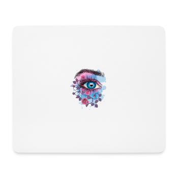 Blue Psychedelic Floral Eye - Mouse Pad (horizontal) - white - Front