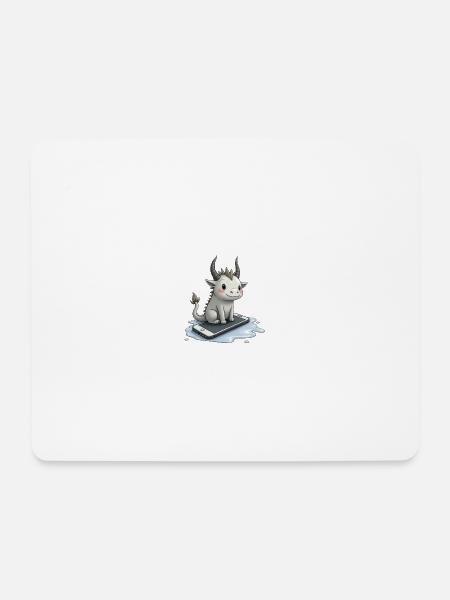 cute mythical creature on iPhone - Mousepad (Querformat) - Weiß
