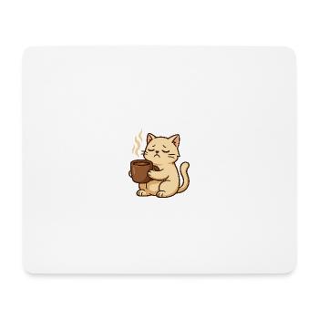 Chat café Somnolent et Tasse de Café - Tapis de souris (format paysage) - blanc - Devant