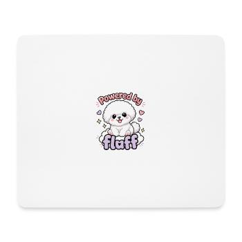 Propulsé par Fluff - un doux design de Bichon Dog - Tapis de souris (format paysage) - blanc - Devant