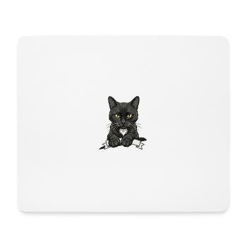 Black Cat Banner Art - Mouse Pad (horizontal) - white - Front