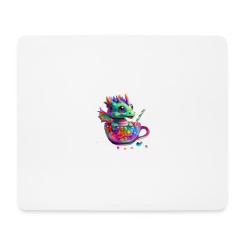 Little Cute Dragon in Cup Full of Candy - Mouse Pad (horizontal) - white - Front