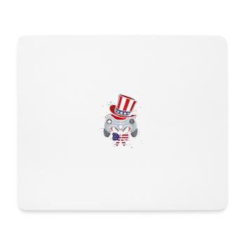 Contrôleur de jeu vidéo Drapeau américain 4 juillet - Tapis de souris (format paysage) - blanc - Devant