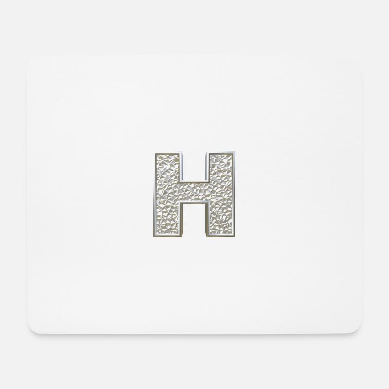H, letter, letter H, initial, initial H, monogram, - Mousepad (Querformat) - Weiß