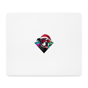 Staffordshire Bull Terrier Chien Noël - Tapis de souris (format paysage) - blanc - Devant