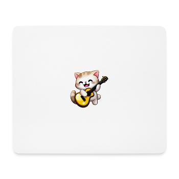 Chat avec guitare - Tapis de souris (format paysage) - blanc - Devant