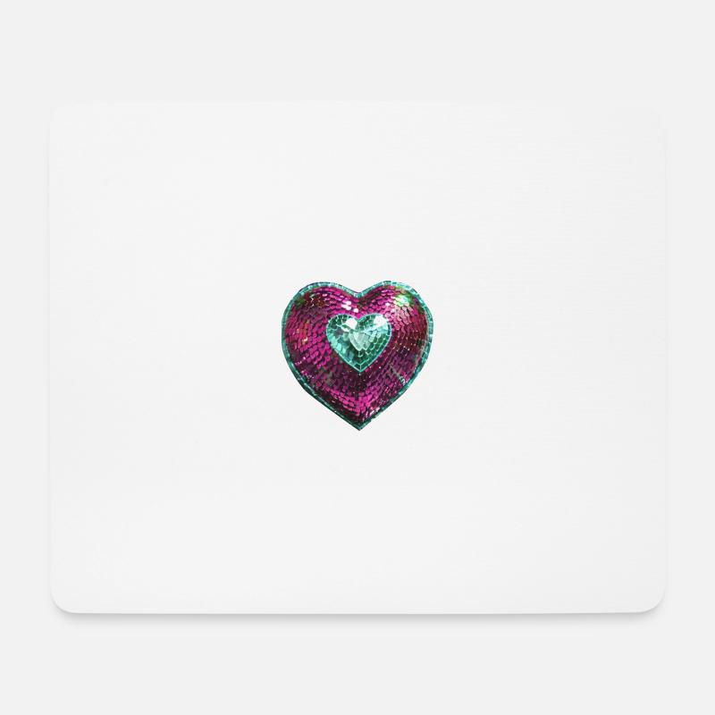 Paillettenherz,herz aus pailletten,pink - Mousepad (Querformat) - Weiß