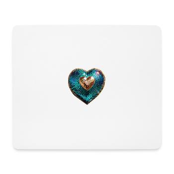 heart,sequins,shiny,gold - Mouse Pad (horizontal) - white - Front