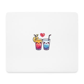 Cocktail Couple Amour Coeur Saint Valentin - Tapis de souris (format paysage) - blanc - Devant
