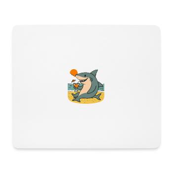 Sandhai mit Strandgetränk - Mousepad (Querformat) - Weiß - Vorne