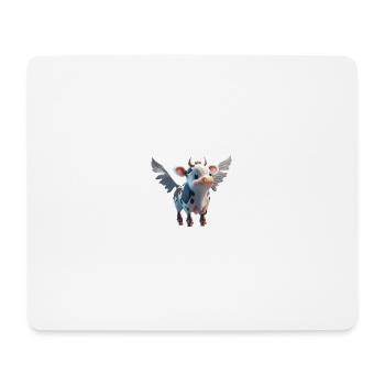 Heilige Kuh! 🐮 mit echten Engelsflügeln - Mousepad (Querformat) - Weiß - Vorne