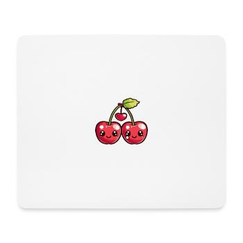 Cerises Couple Amour Coeur Bande Dessinée - Tapis de souris (format paysage) - blanc - Devant