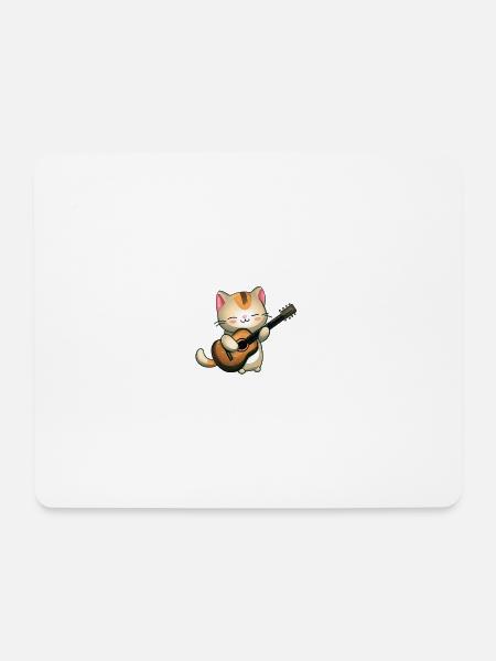 Musizierende Katze - Mousepad (Querformat) - Weiß