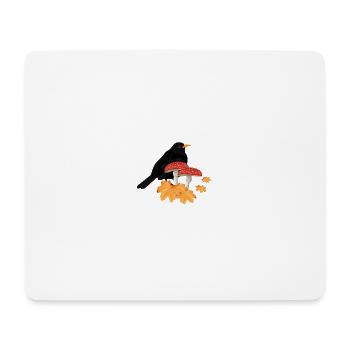 merle d’automne oiseau ornithologue Halloween - Tapis de souris (format paysage) - blanc - Devant