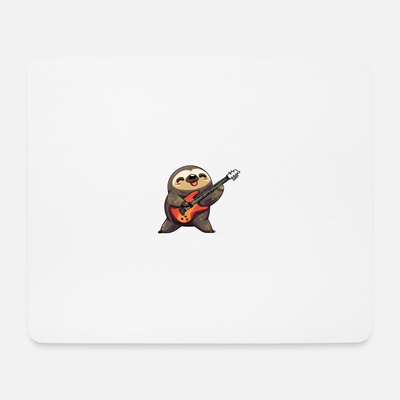 Gitarre spielendes Faultier - Mousepad (Querformat) - Weiß