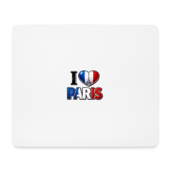 Ich liebe Paris – Trikolore, Herz und Eiffelturm - Mousepad (Querformat) - Weiß - Vorne
