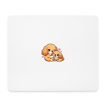 Maman chien câline son chiot - Tapis de souris (format paysage) - blanc - Devant