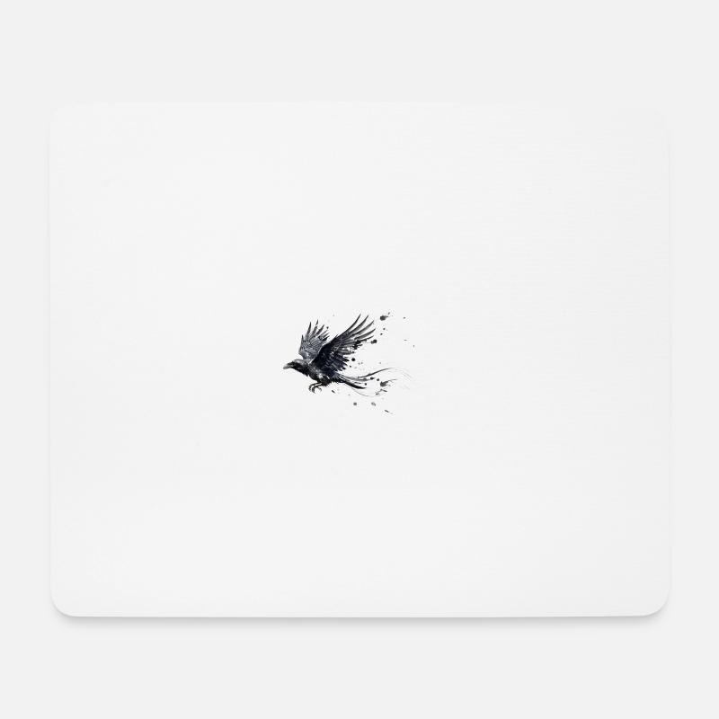 Krähe Rabe Farbspritzer – Modern Aquarell - Mousepad (Querformat) - Weiß