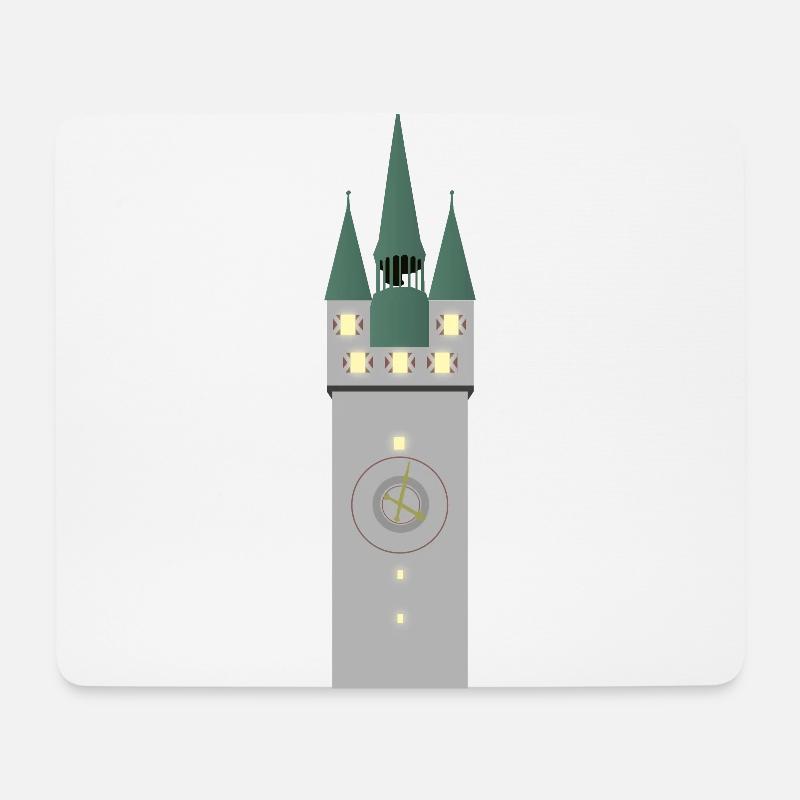 Straubinger Stadtturm bei Nacht - Mousepad (Querformat) - Weiß