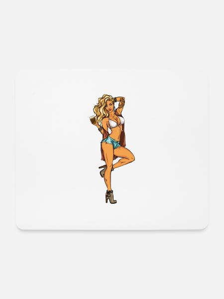Pin up Girl Apfelwein - Mousepad (Querformat) - Weiß