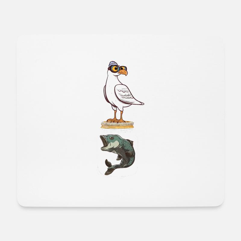 Möwe Möwen Fisch Fische Seemöwe maritim - Mousepad (Querformat) - Weiß