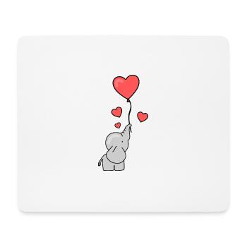 Elefantenillustration mit Herzen und Ballon - Mousepad (Querformat) - Weiß - Vorne