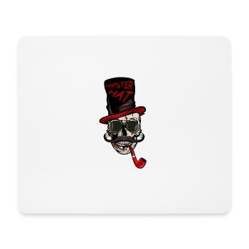 tete de mort hipster hat moustache crane citation - Tapis de souris (format paysage) - blanc - Devant