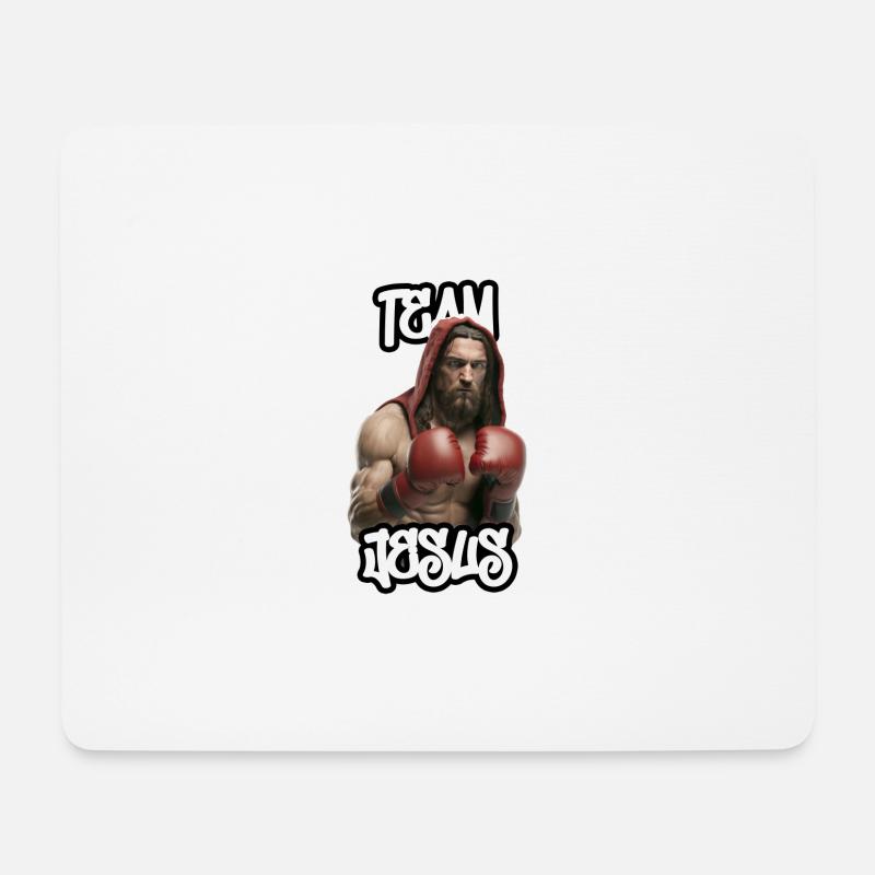 Team Jesus - Jesus als Boxer - Mousepad (Querformat) - Weiß