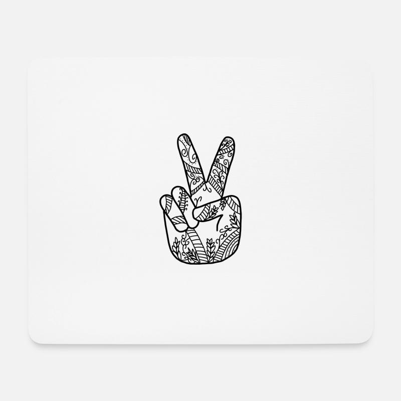 Peace Hand - Mousepad (Querformat) - Weiß
