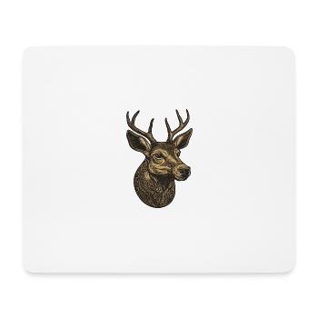 Hirsch Porträt - Mousepad (Querformat) - Weiß - Vorne