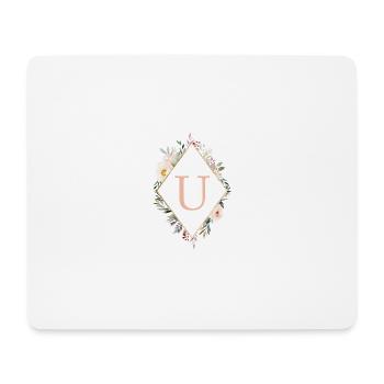 U Monogramm , Floral, Boho - Mousepad (Querformat) - Weiß - Vorne