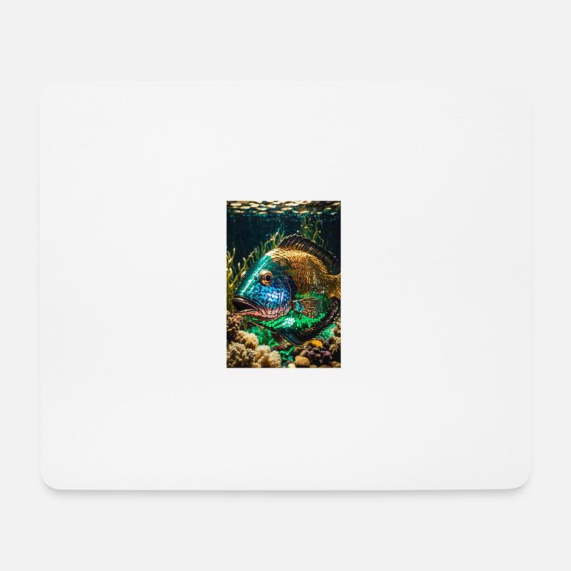 goldfischi,bunt,pailetten,fisch,metallisch - Mousepad (Querformat) - Weiß