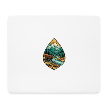 Bär in Berglandschaft am Fluss - Mousepad (Querformat) - Weiß - Vorne