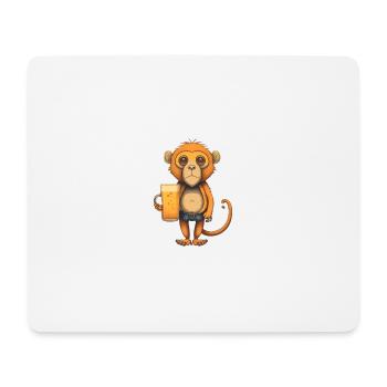 Funny monkey with beer - Mouse Pad (horizontal) - white - Front