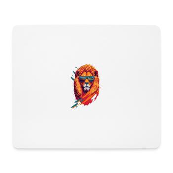 Roaring Retro: Aggressive Lion T-Shirt Art - Mousepad (Querformat) - Weiß - Vorne