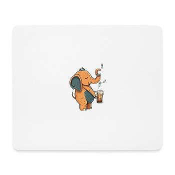 Cute and funny elephant with beer - Mouse Pad (horizontal) - white - Front