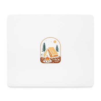 Nighttime tent camp by the fire - Mouse Pad (horizontal) - white - Front