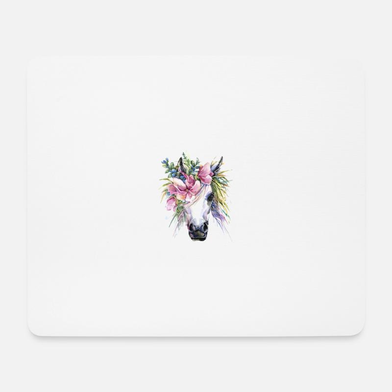Pferd Blumen einhorn - Mousepad (Querformat) - Weiß
