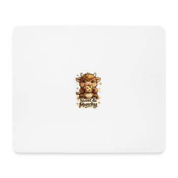 Süßer Plüsch-Ox mit Keks - Mousepad (Querformat) - Weiß - Vorne