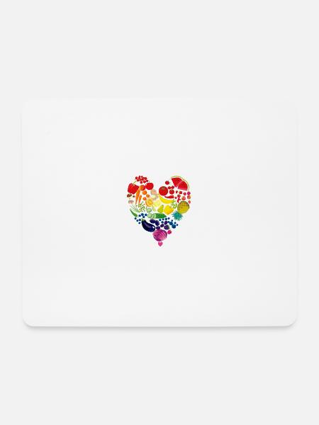 Vegan Herz Gemüse Obst - Gesunde Ernährung Kochen - Mousepad (Querformat) - Weiß
