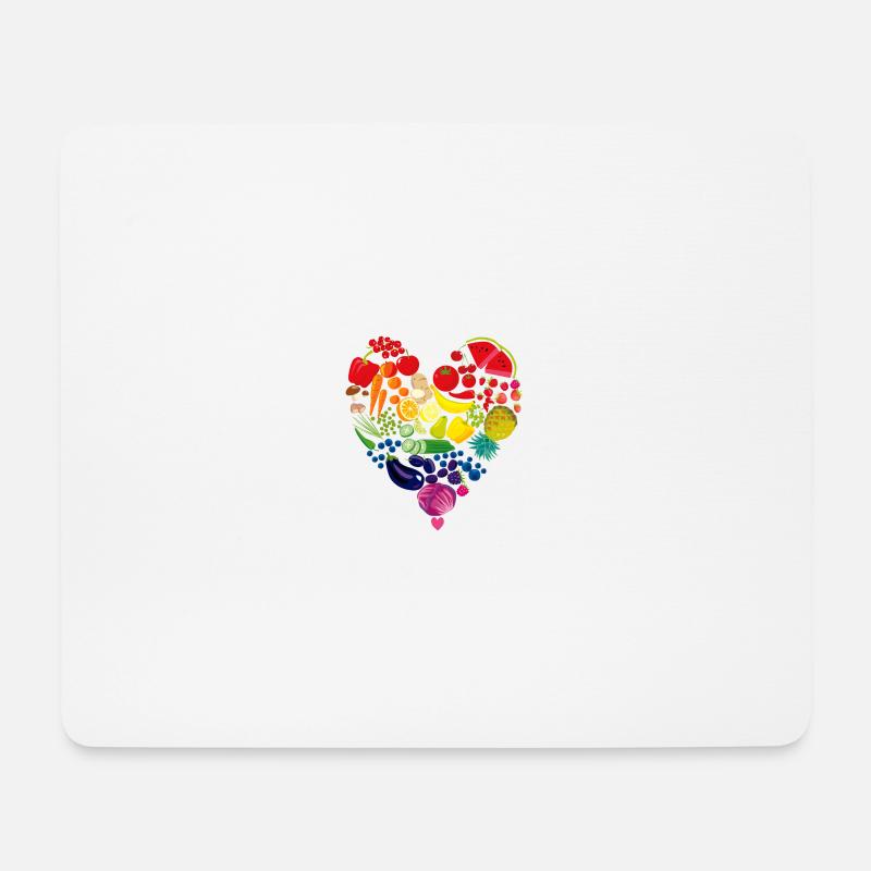 Vegan Herz Gemüse Obst - Gesunde Ernährung Kochen - Mousepad (Querformat) - Weiß